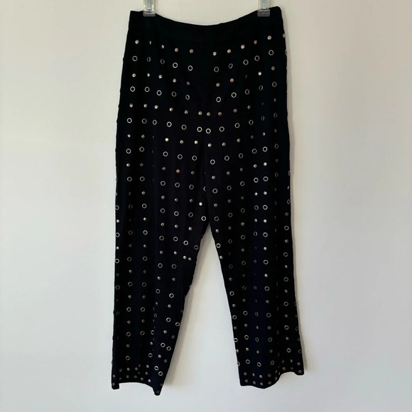Lovers and Friends Conor Grommet Studded Metal Embellished Black Pant Edgy - Picture 3 of 12